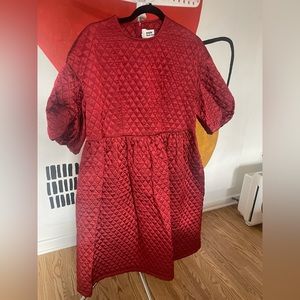 RARE!!!COMME DE GARCONS TRICOT RED QUILTED DRESS.
